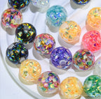 16mm Clear w Confetti Glitter Beads Mix-J2