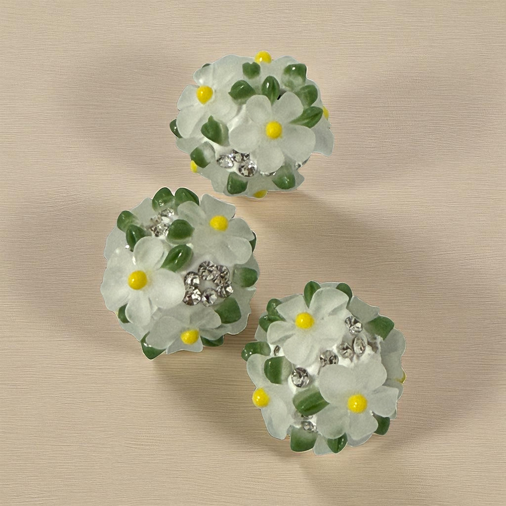 18mm Fancy Clay Daisy and Stone Beads (Clear Brights)