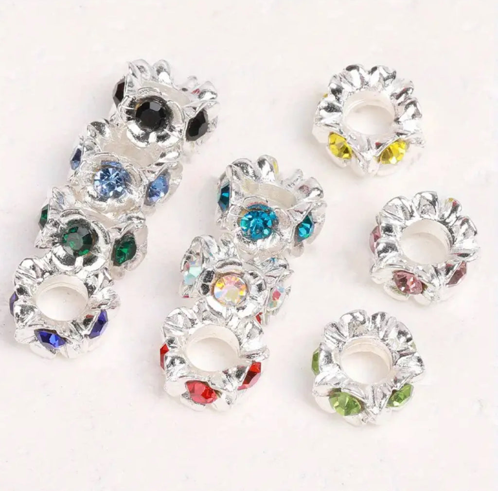 8mm Metal Rhinestone Flower Spacers