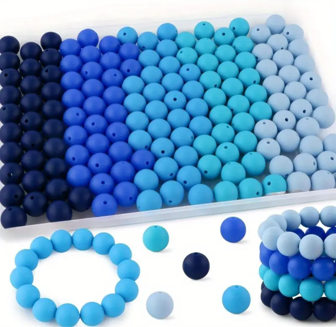 15 mm Silicone Blues Beads Mix