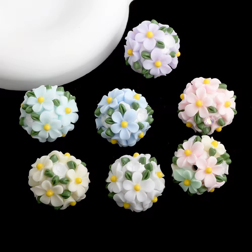 16mm Fancy Clay Daisy and Stone Beads-S6