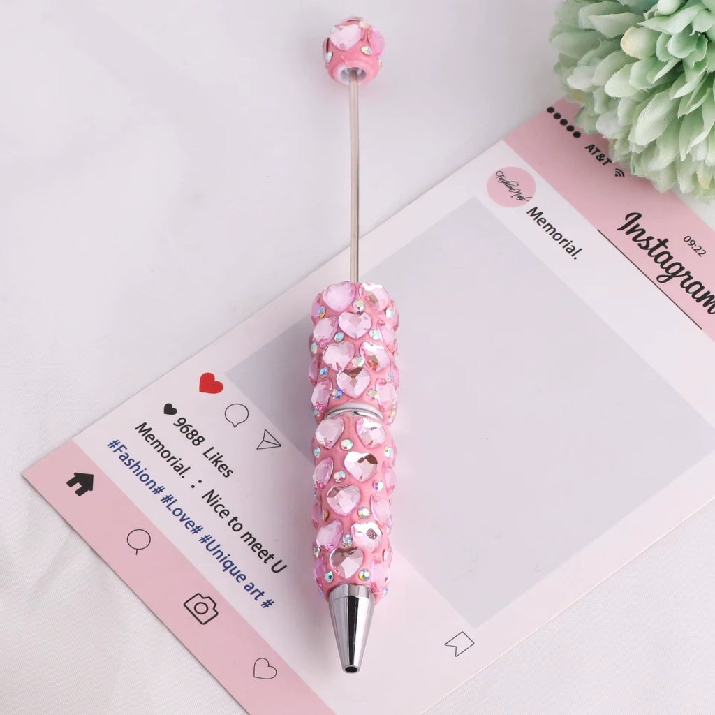 Beadable Clay Pens with Dazzling Heart in Assorted Colors
