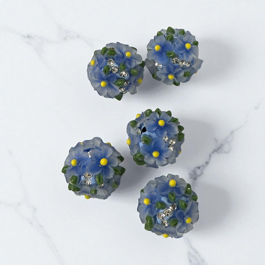 18mm Fancy Clay Daisy and Stone Beads (Clear Brights)