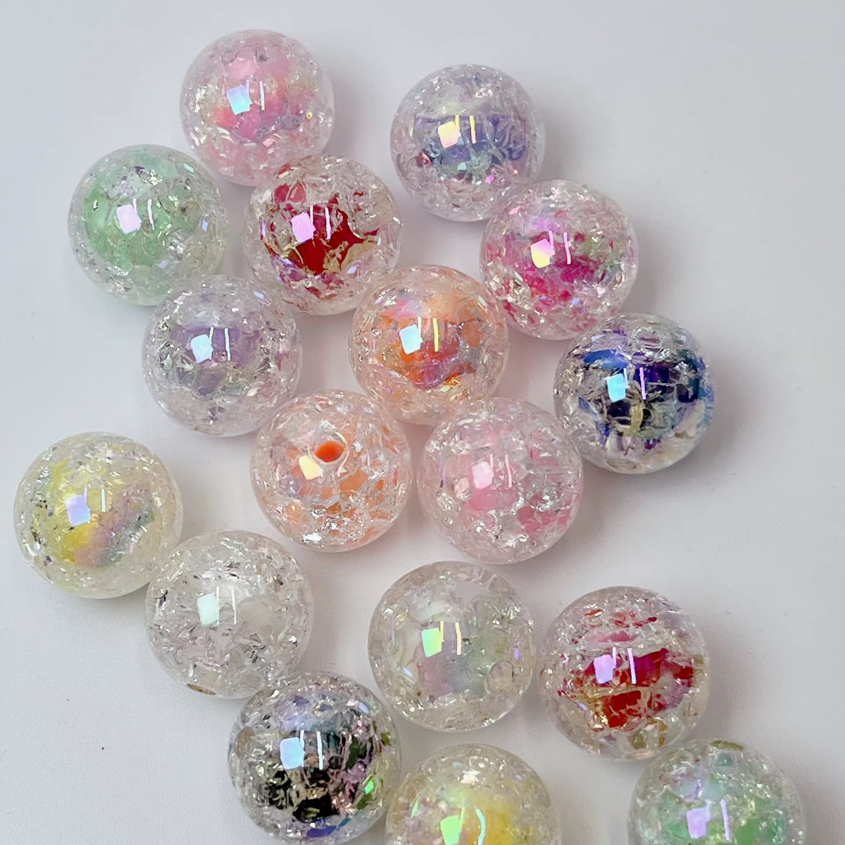 16mm Double Layered AB Cracked Glass Beads Mix-N21