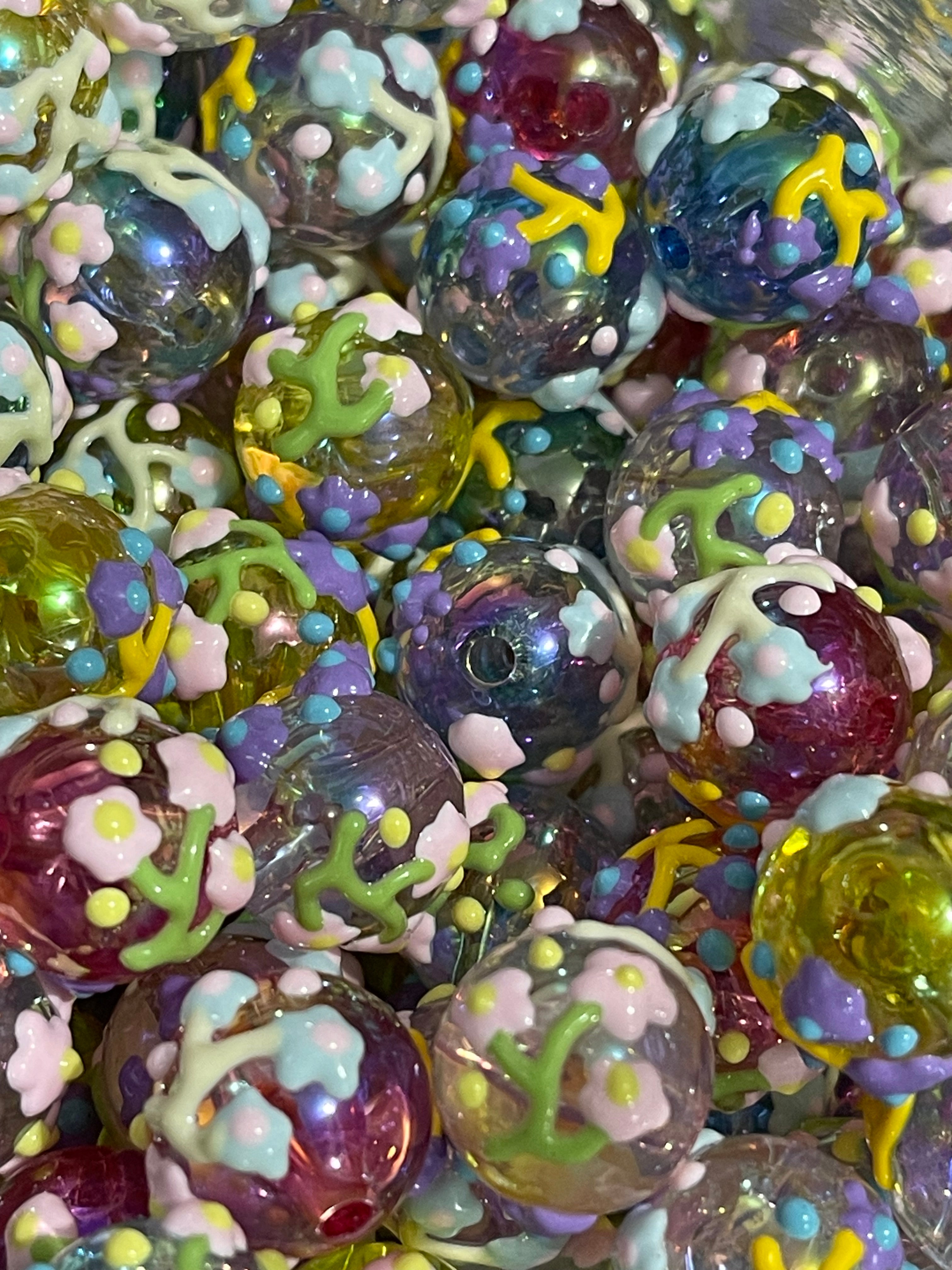 16mm Handpainted Flower Beads Mix-B15 Secondary image