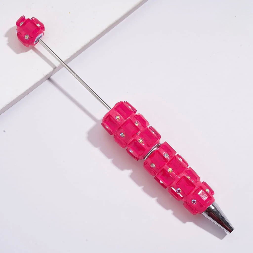 Beadable Clay Pens with Neon Colors Rectangle and AB Rhinestones