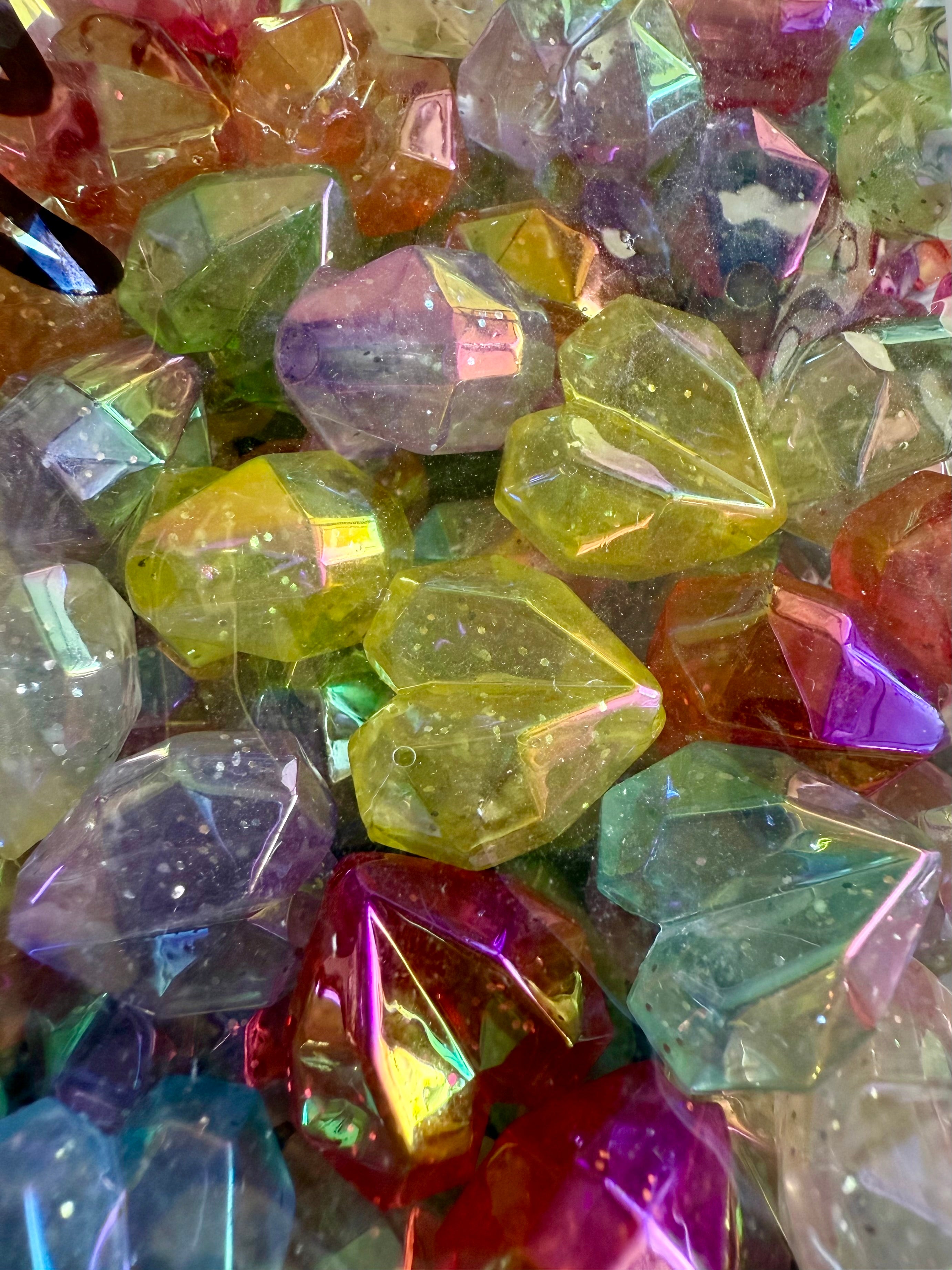 18mm Geometric Glitter Clear Heart Mix-X12 Main image