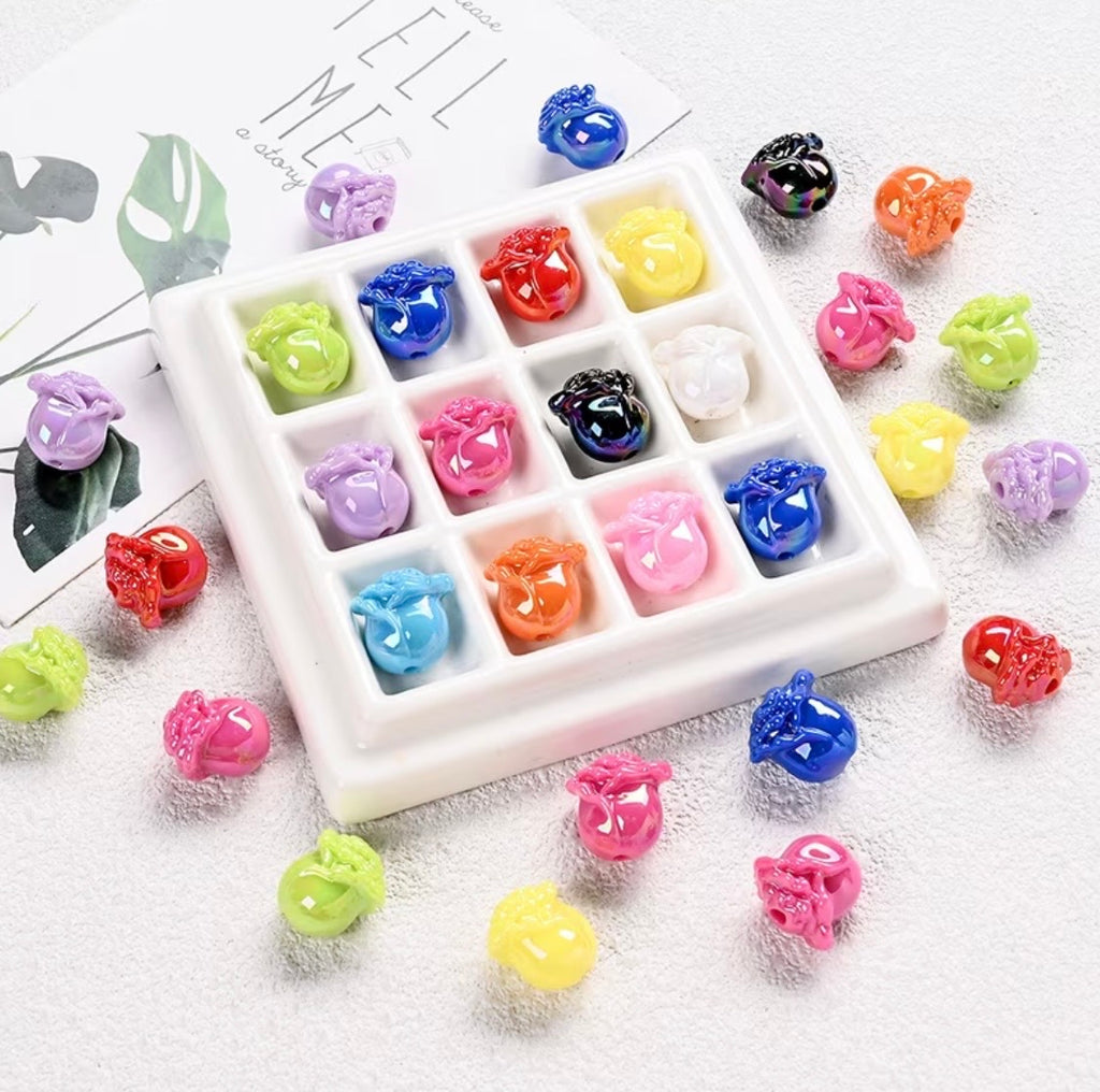 16mm Colorful Rose Flower Bright Colored Bead Mix-L8
