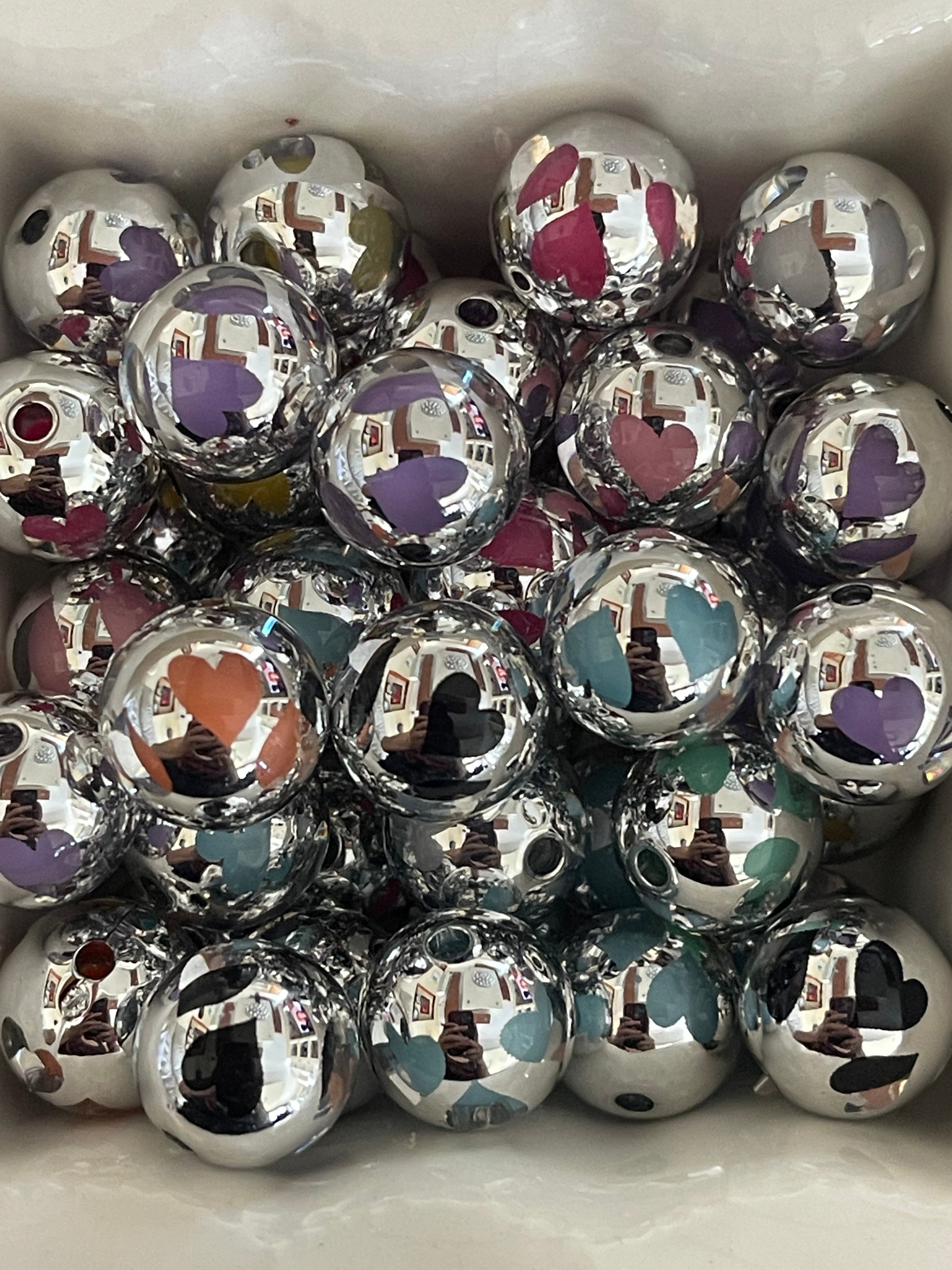 16mm Metalic Hearts Double Layered Beads-C1