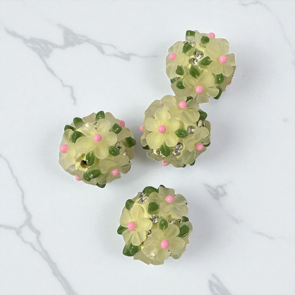 18mm Fancy Clay Daisy and Stone Beads (Clear Brights)