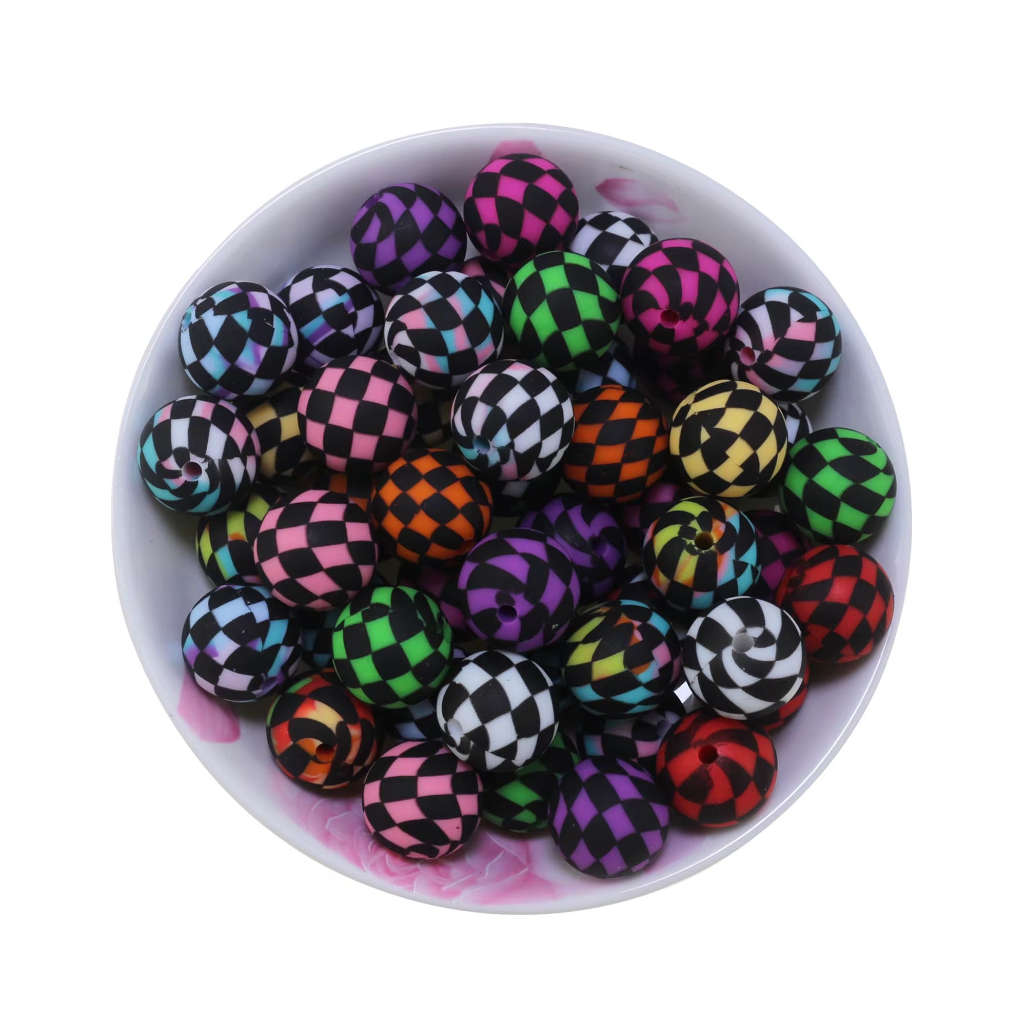 15mm Checkered Silicone Beads Main image