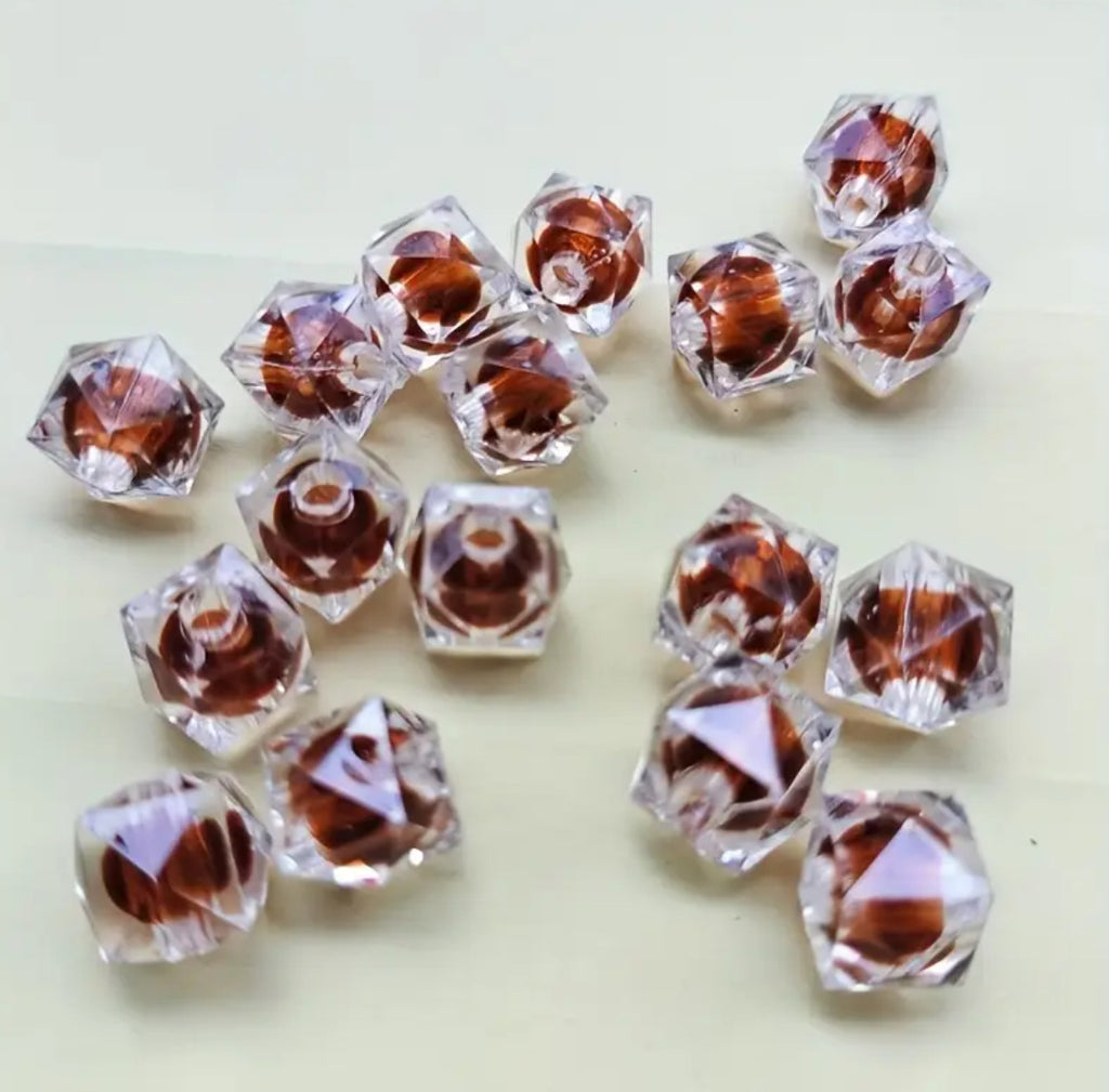 8mm Double Layer Hexagon Small Acrylic (Single Colors)