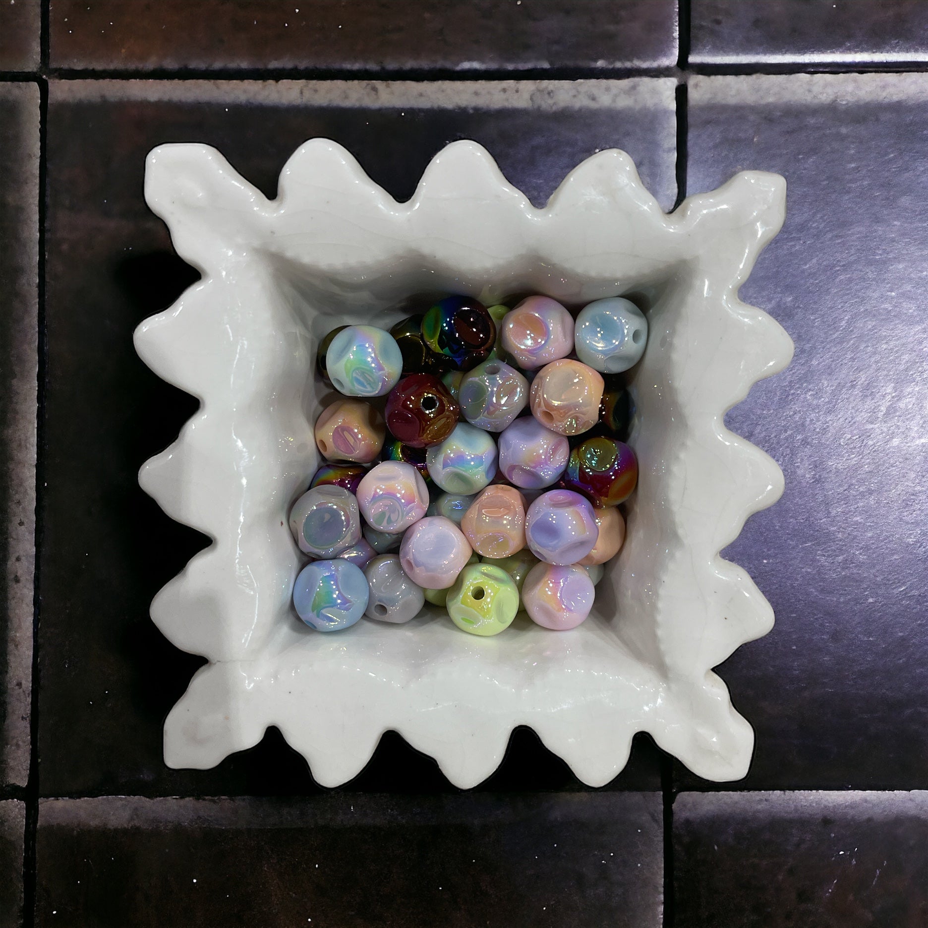 16mm Irregular Shape UV Covered Beads Neutral Mix