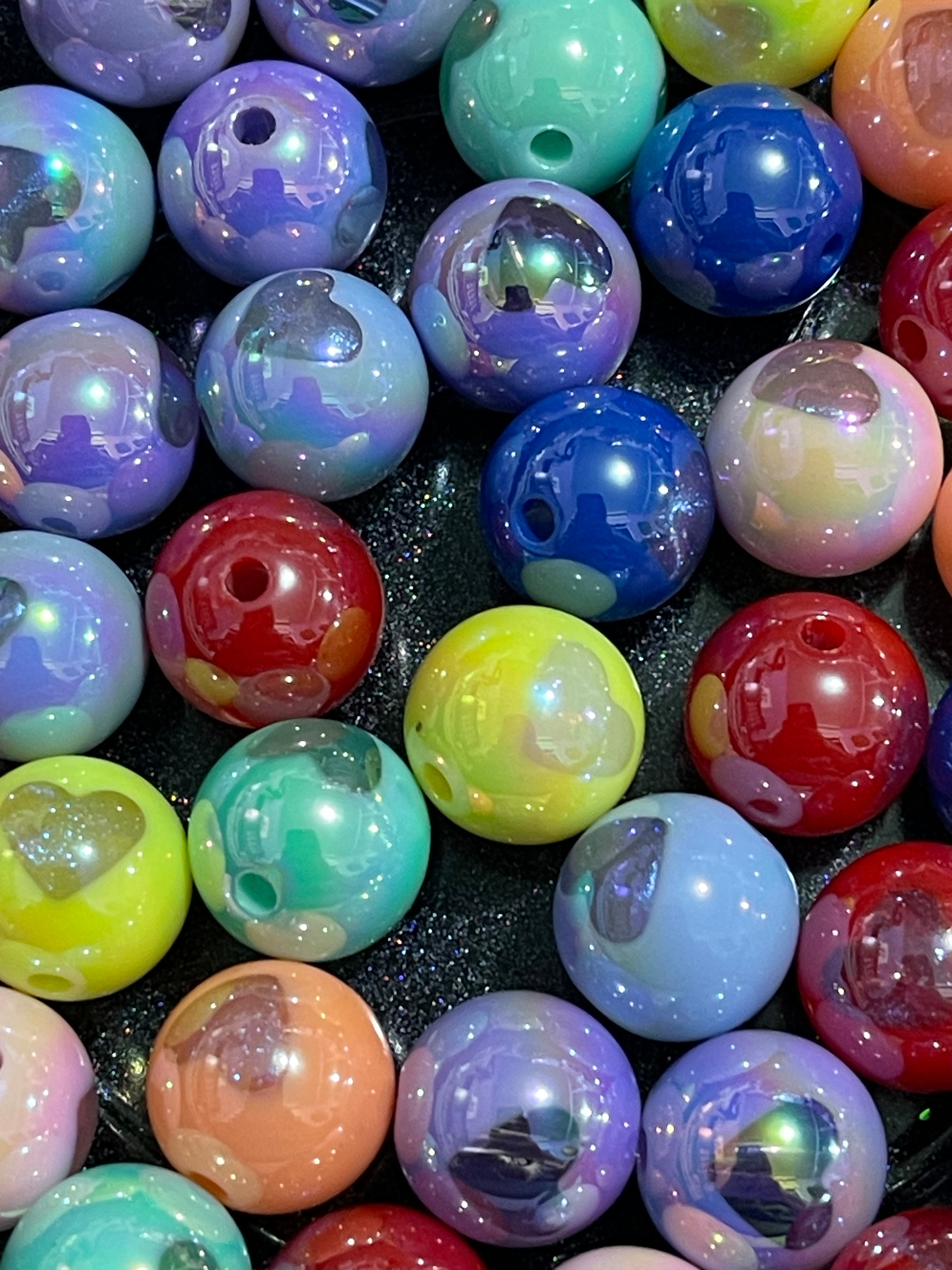16mm AB Galaxy Hearts Bead Mix Main image