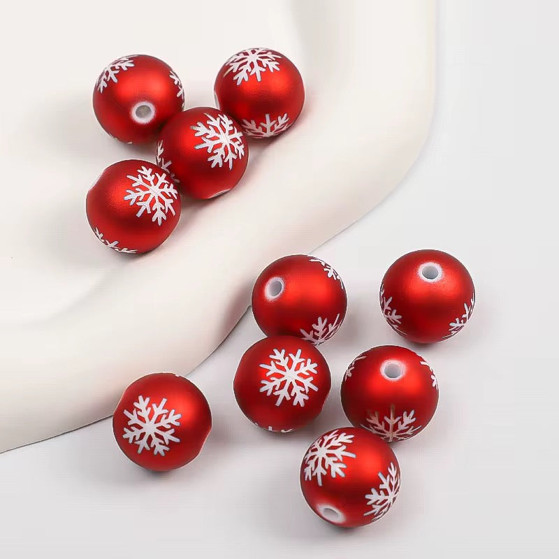 16mm Snowflake On Reds Beads Main image