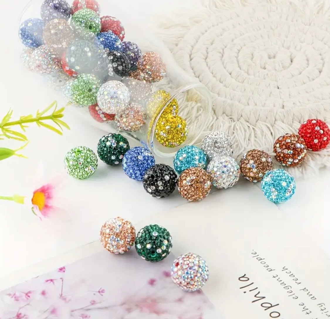 15mm Clay Rhinestone Beads Mix(5pcs)-T17 Secondary image