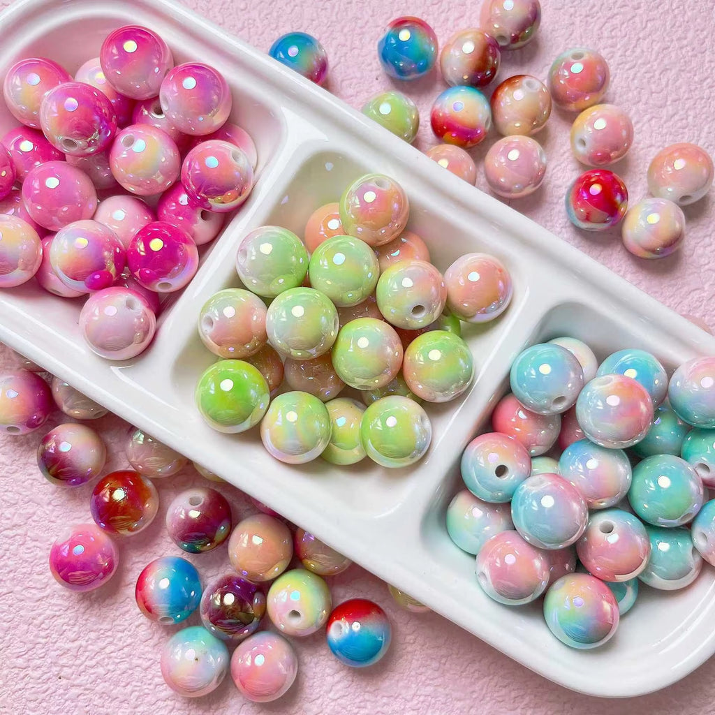 16mm Bicolor Ceramic Look Bead Mix-X8