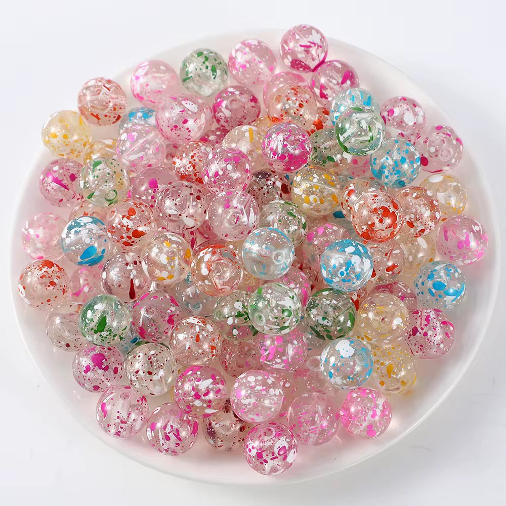 8mm Transparent Paint Spatter Beads Secondary image