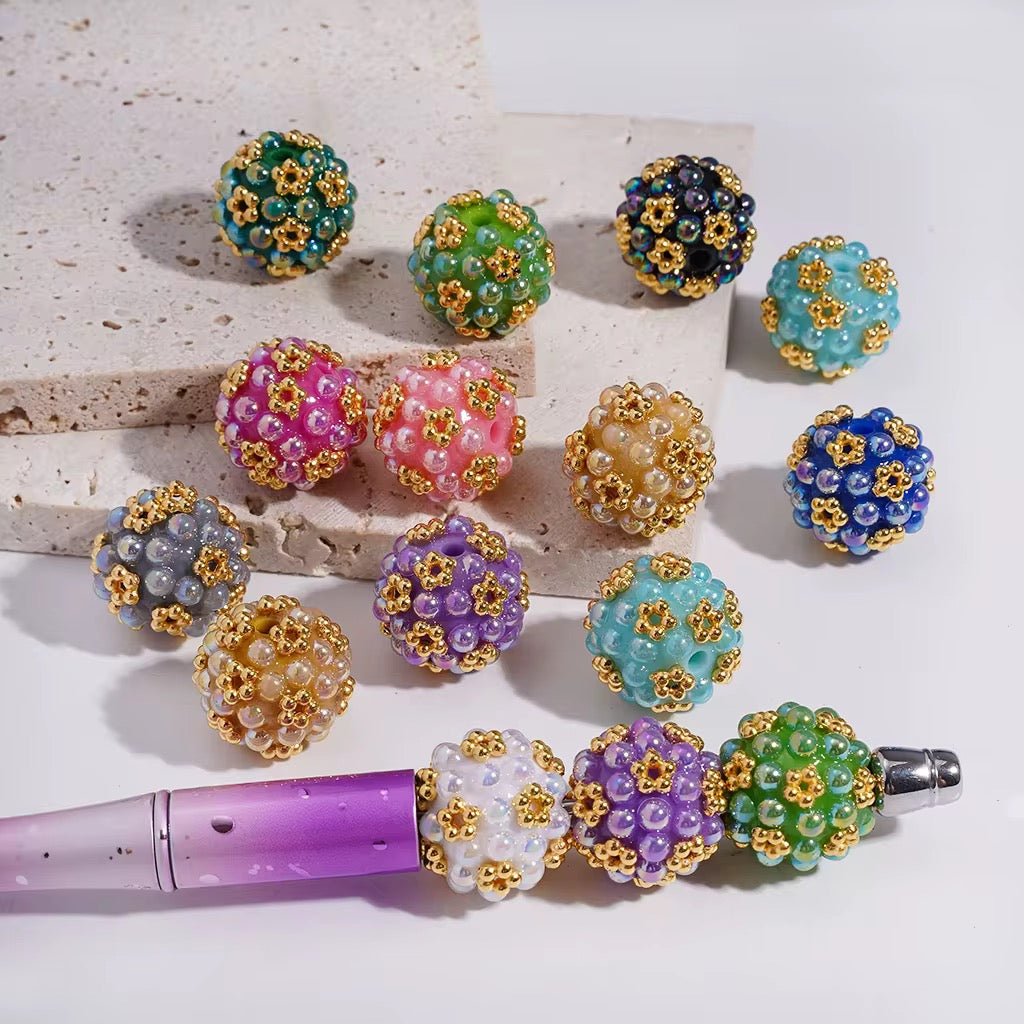 20mm Gold Flowers Fancy Beads (5pcs)