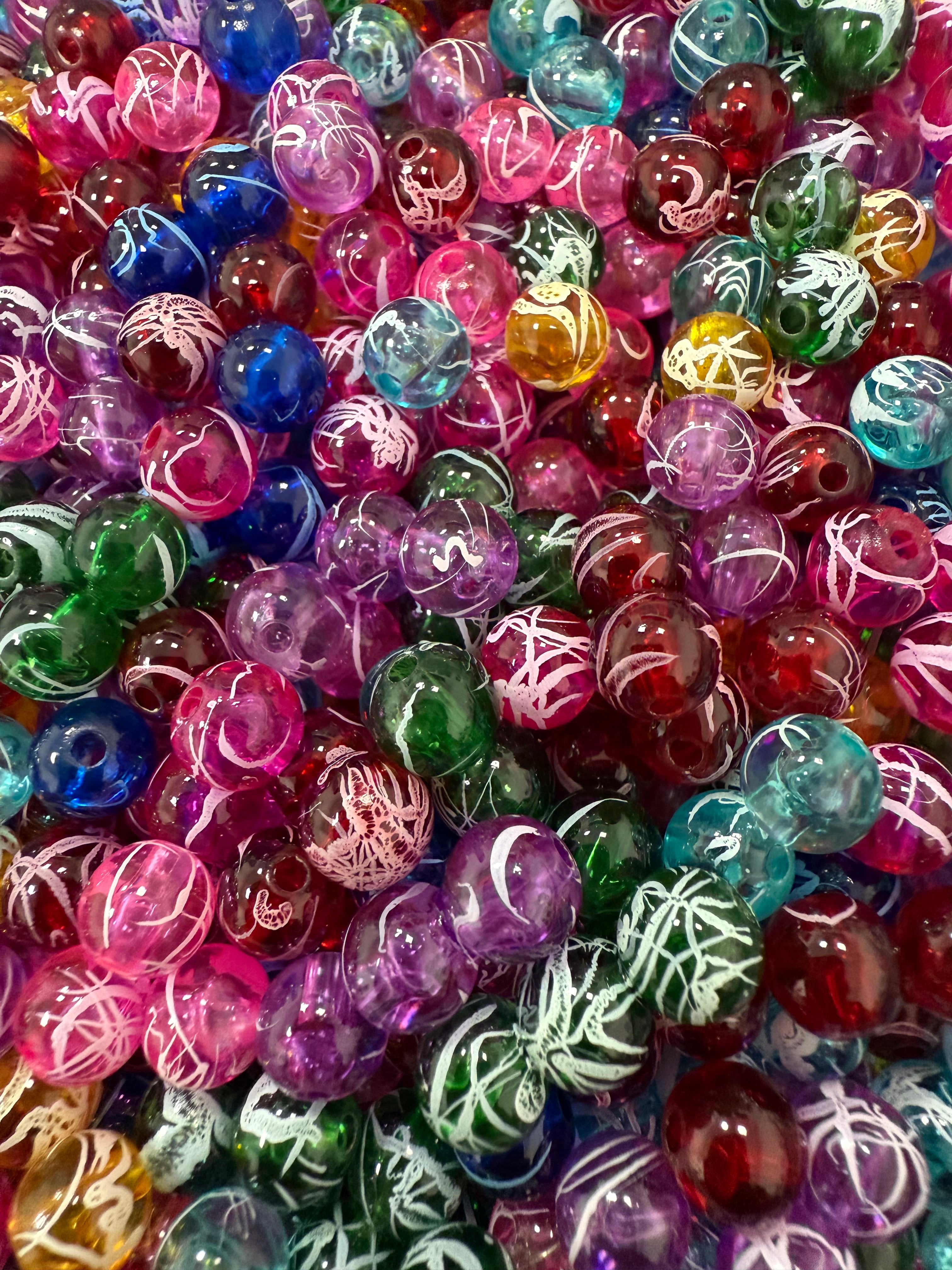 8mm Transparent Colored Paint Swirl Beads Main image