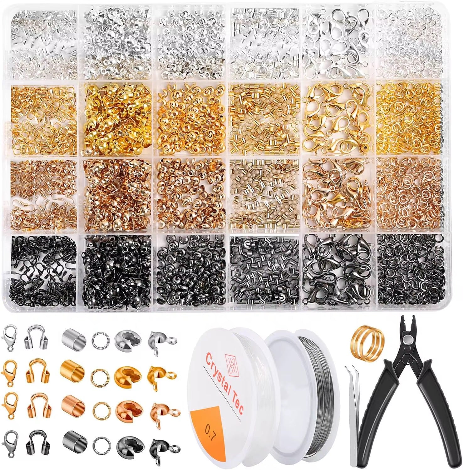 Beads Kit for Jewelry Making Knot & Crimp Tube Covers Jump Rings Wire Guardian Beads & Bead Assortments