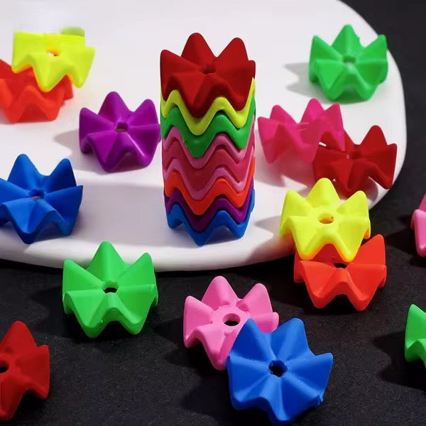 16mm Zigzag Neon Matte Spacer Beads