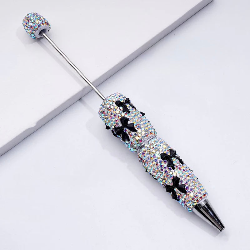 Silver Bow Tie Clay Rhinestone Beadable Pens