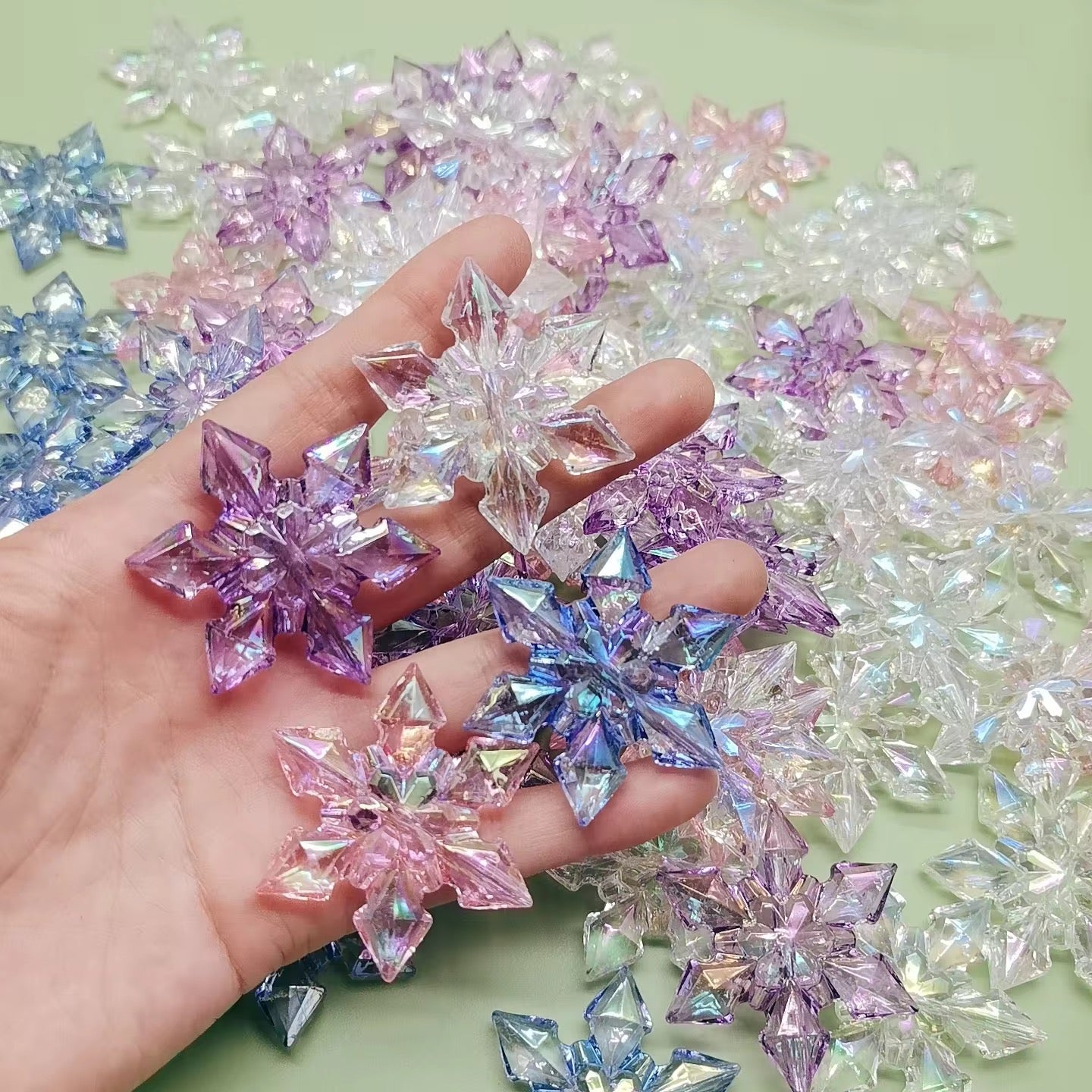 36mm Clear Snowflake Beads Mix (5Pcs) Secondary image