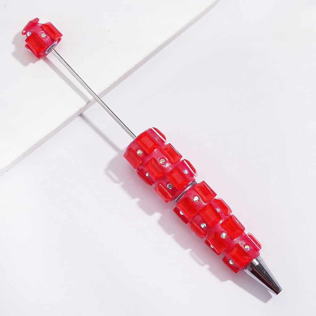 Beadable Clay Pens with Neon Colors Rectangle and AB Rhinestones