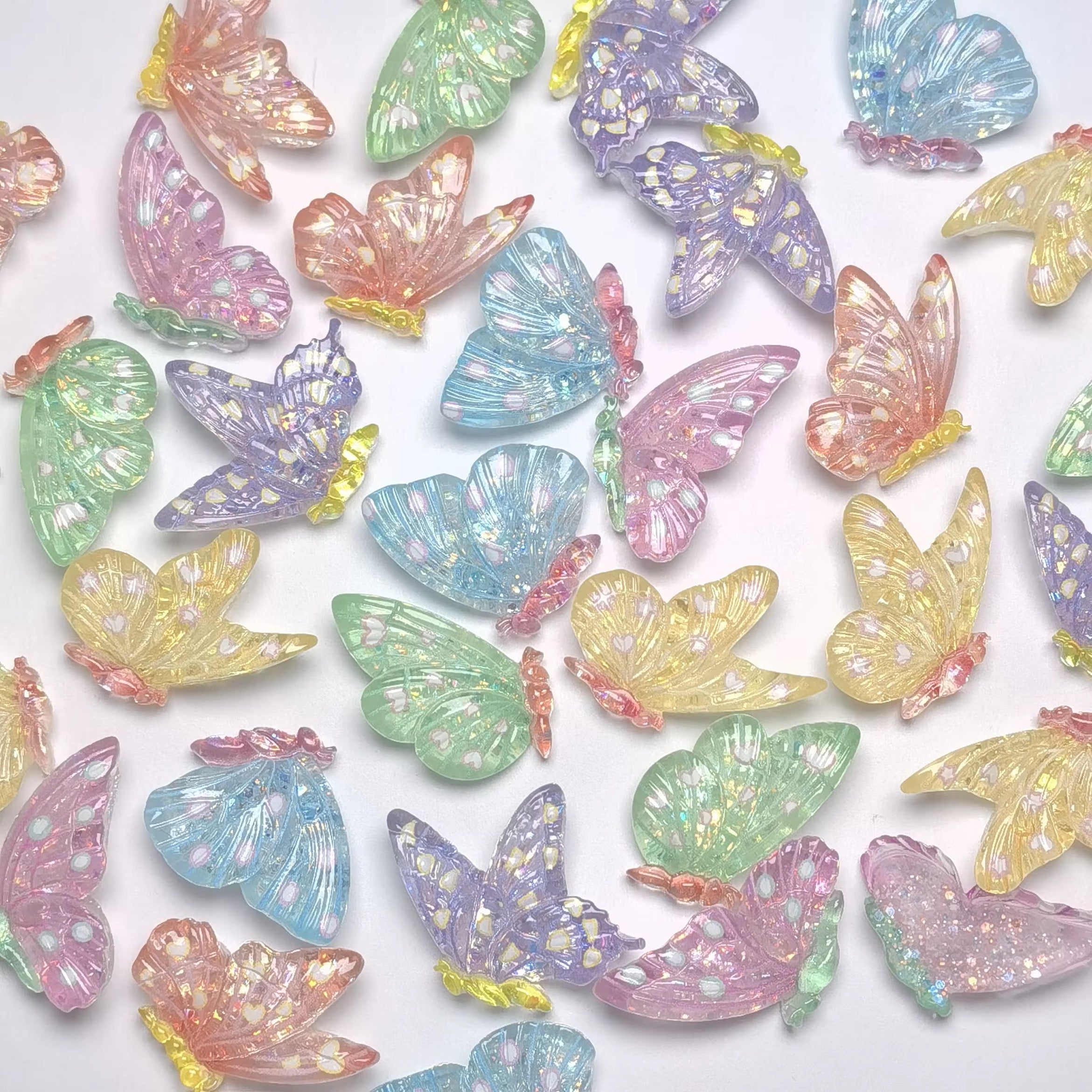Kawaii Glitter Butterflies Beads-X20 Secondary image