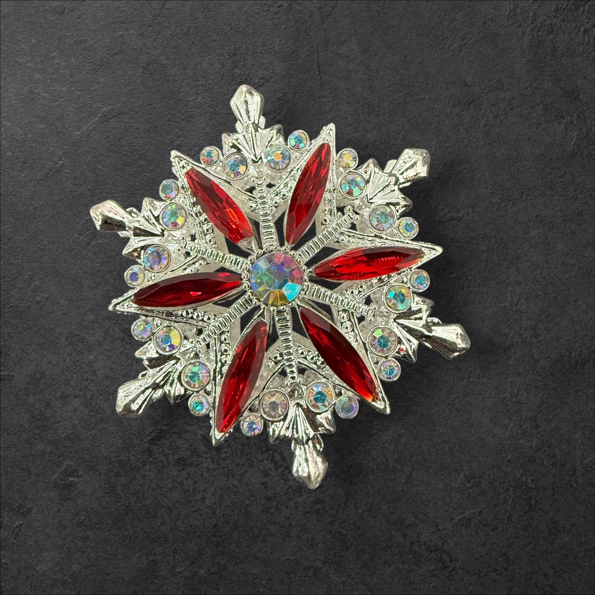 40mm Metal Alloy Snowflake Rhinestone Beads-T4