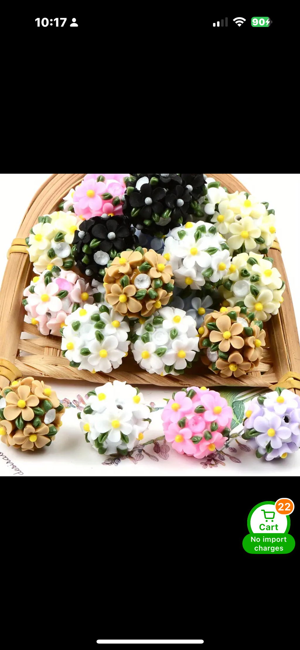 16mm Fancy Clay Daisy and Stone Beads-S6