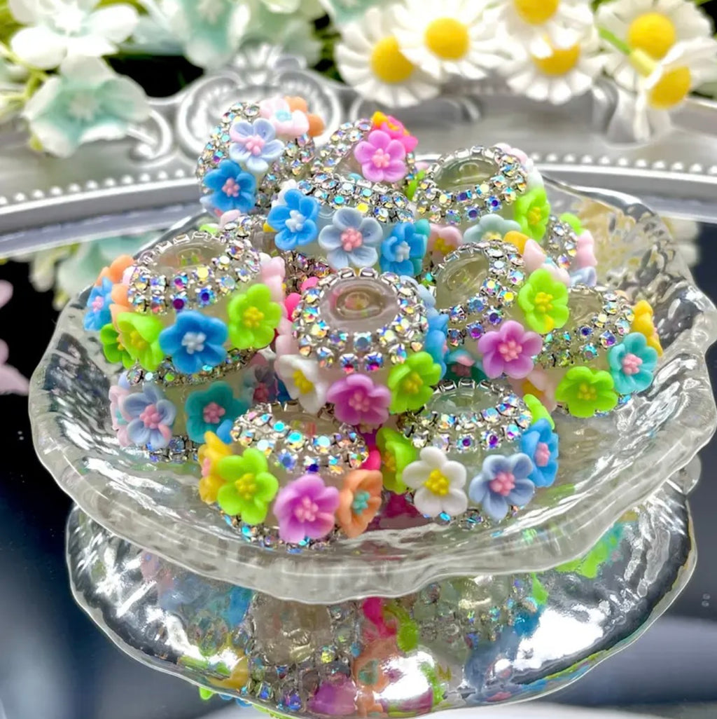 16mm Rhinestone Multicolor Flower Fancy Beads (5pcs)