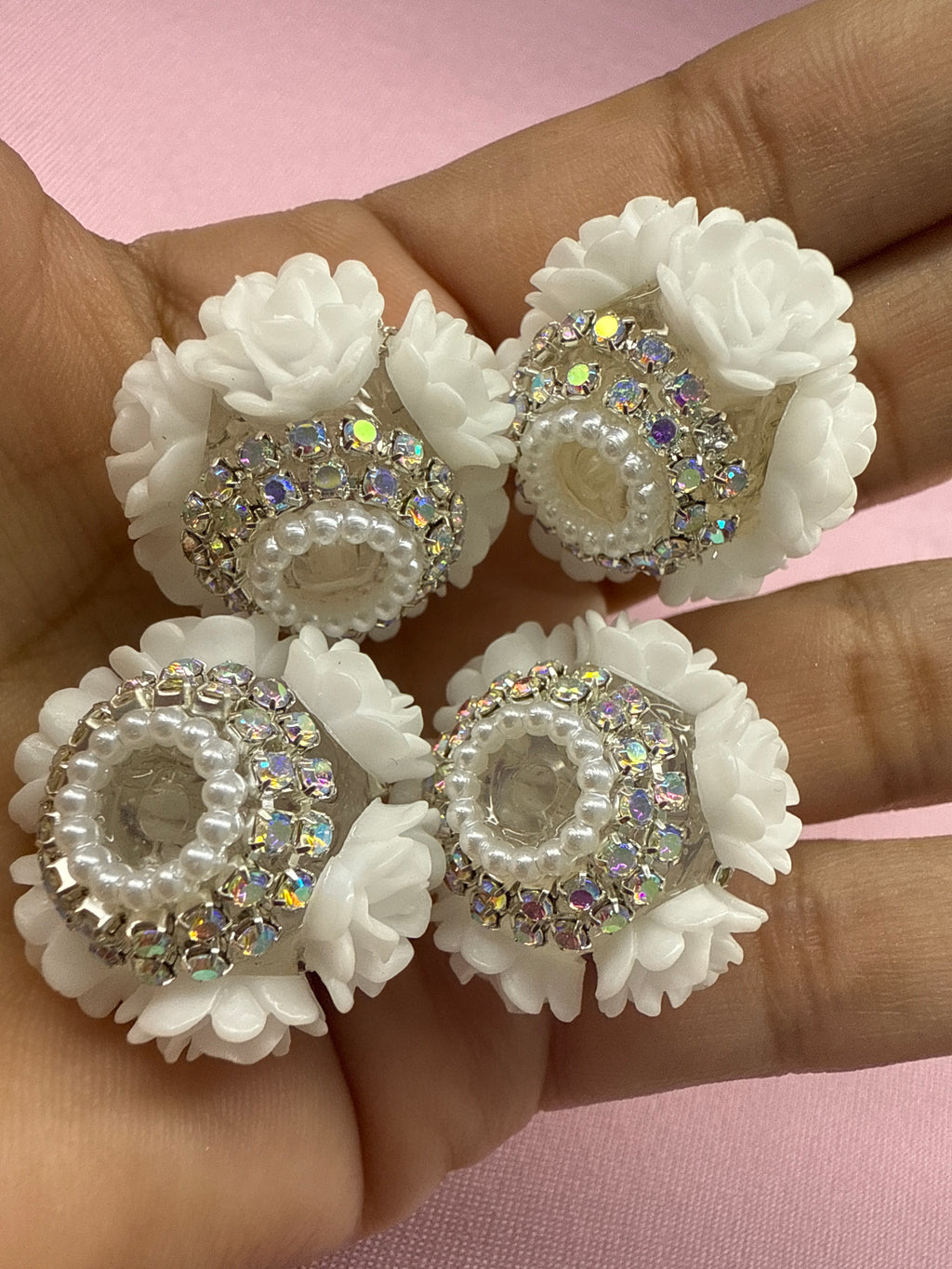 18mm Big Rose and Rhinestone Beads