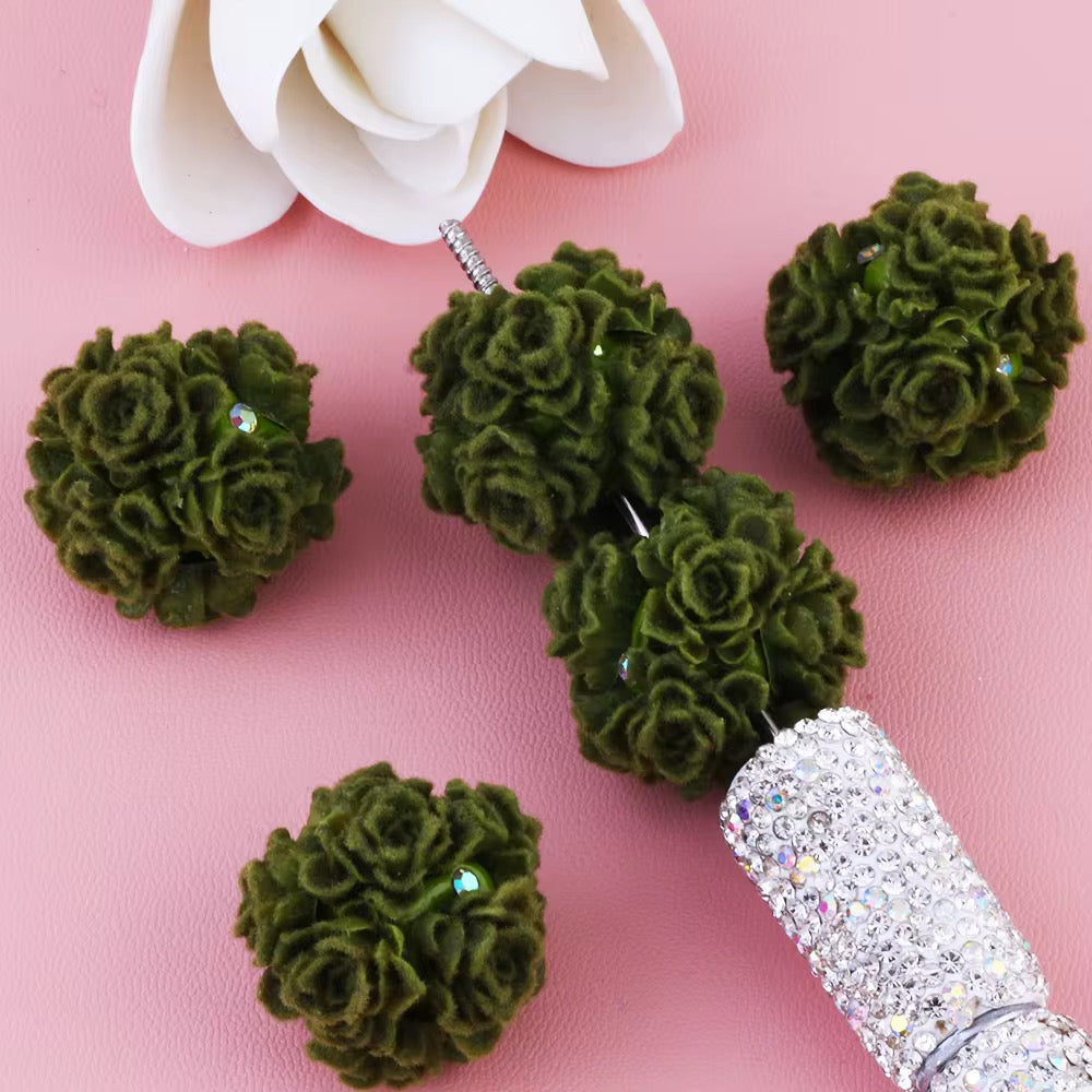 20mm Soft Fuzzy Roses Beads