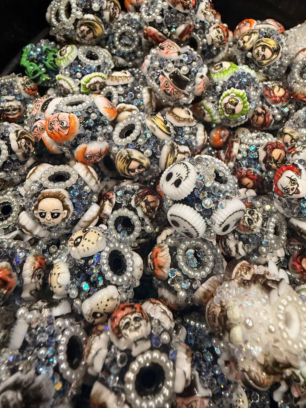 18mm Horror Character and AB Rhinestone Sugar Beads (5pcs)