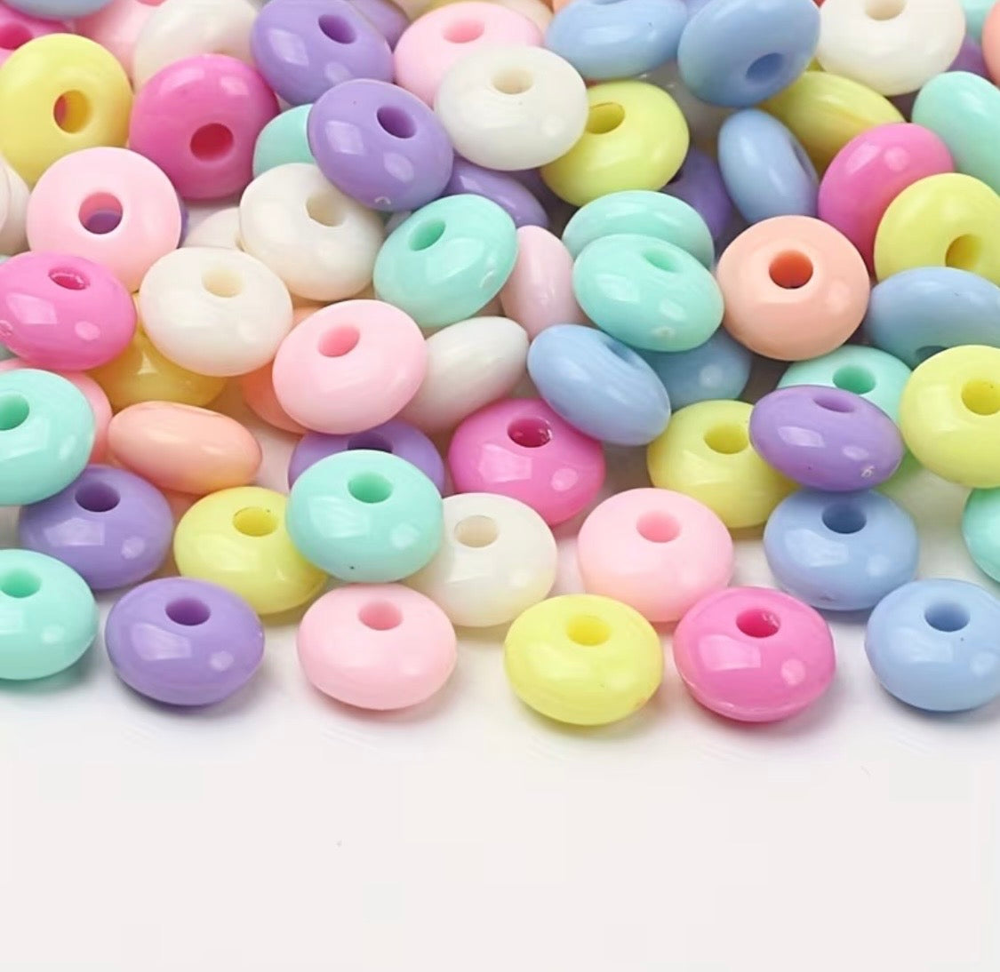 8mm  Pastel Acrylic Spacer  Mix 100 pc