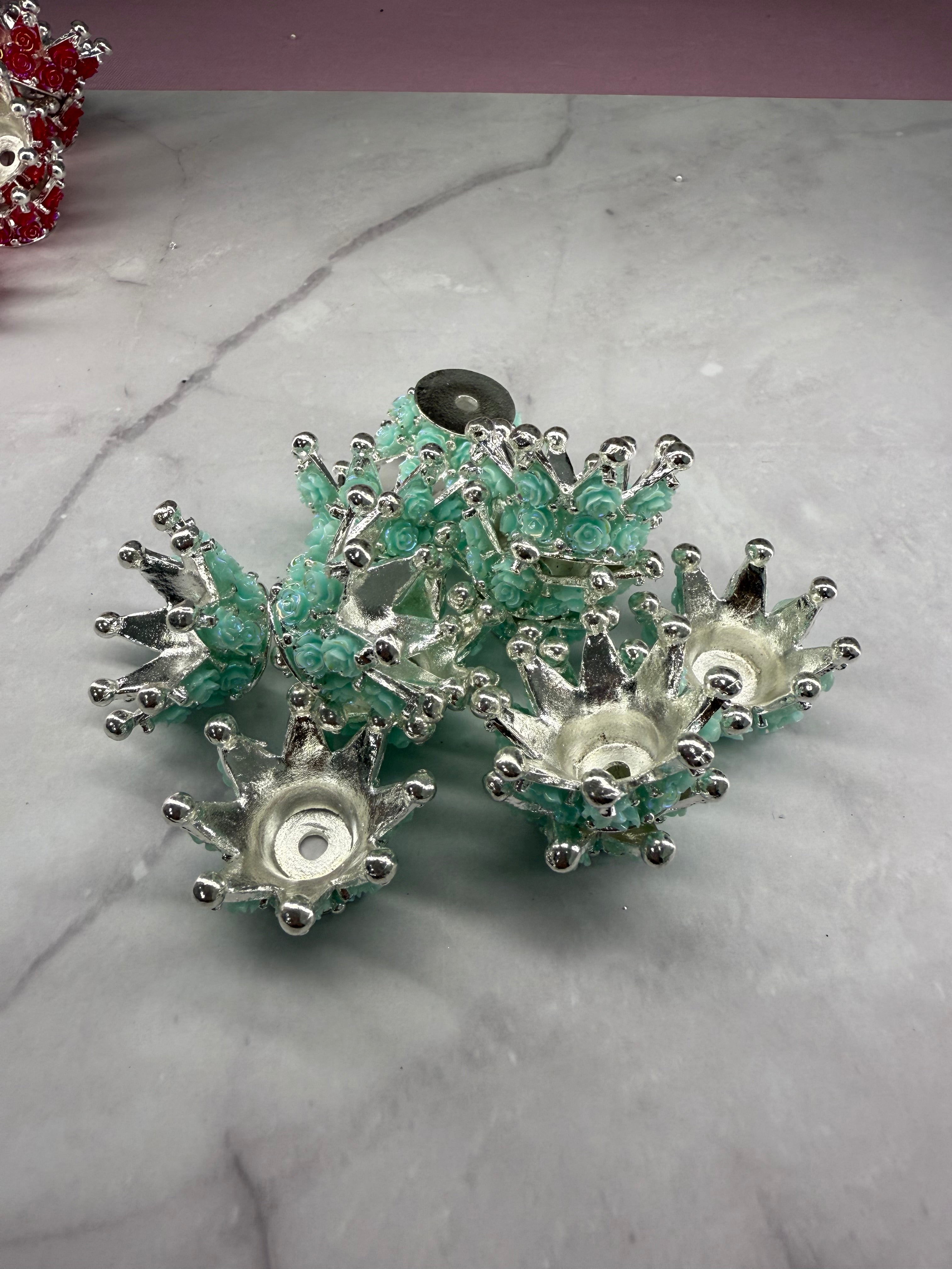 Rose Metal Alloy Crown Beads
