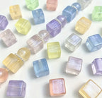 16mm Glitter Shimmer Cube Beads