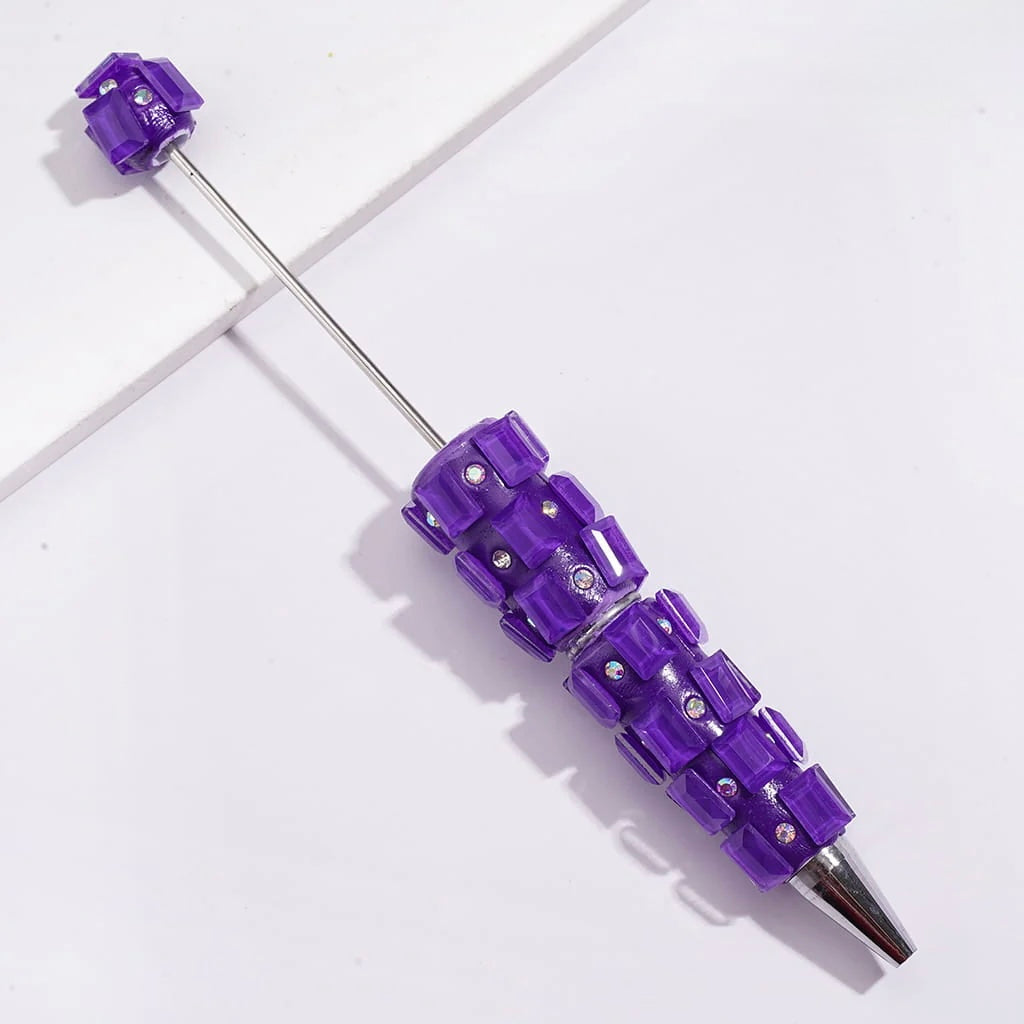 Beadable Clay Pens with Neon Colors Rectangle and AB Rhinestones