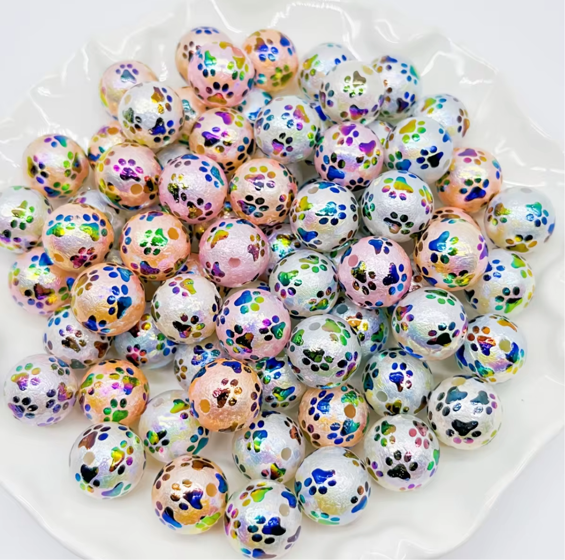 Rough Face Paw Print Beads - J8 Secondary image