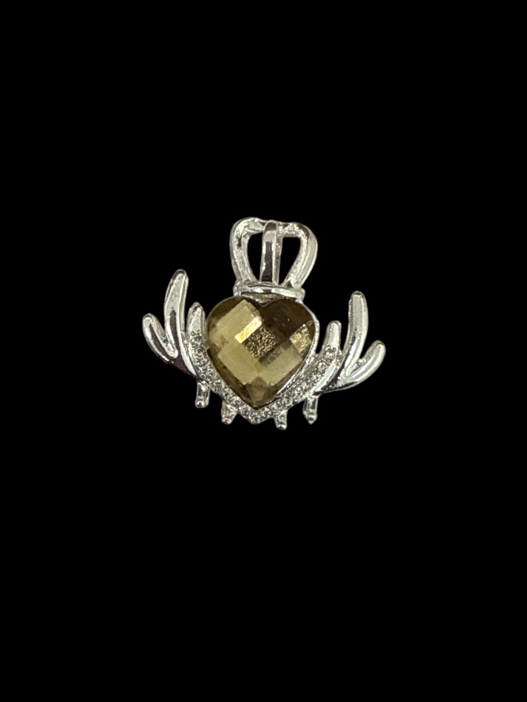 30mm Alloy Crown Rhinestone Hearts-U10