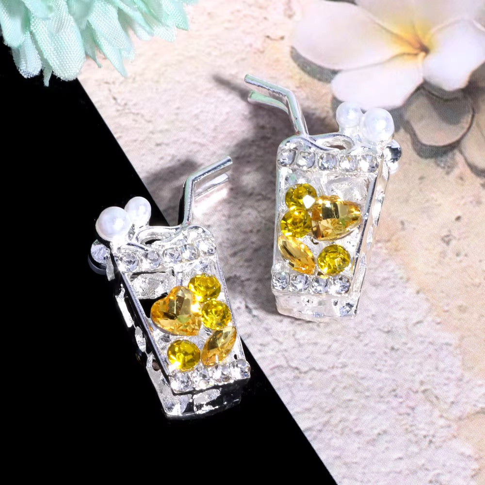 Metal Alloy Drink Cup Rhinestone Beads-U5