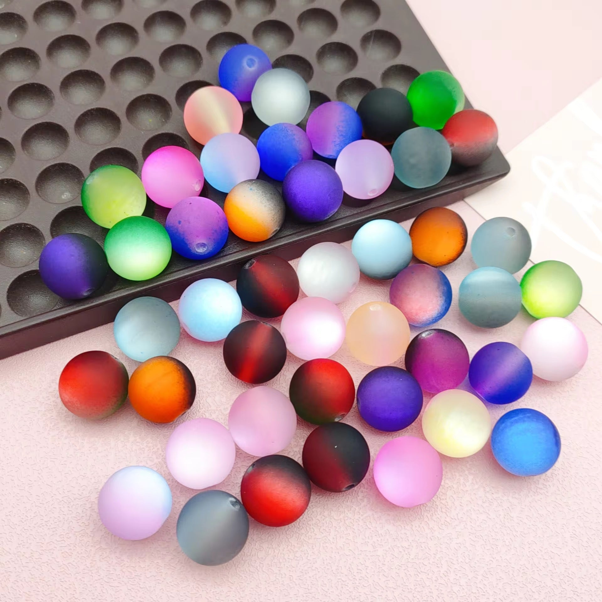 16mm Matte Dual Color Gradient Frosted Beads Mix