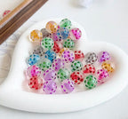 16mm Frosted Beads with Metalic Embossed Hearts Mix- B24