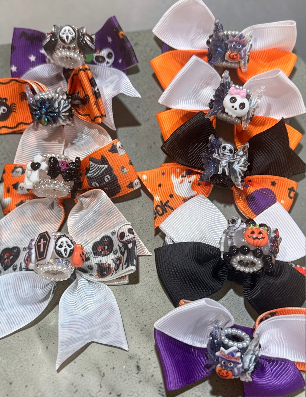 18mm Halloween Charm Rhinestone Bead  with Ribbon Bow Mix (5pcs)