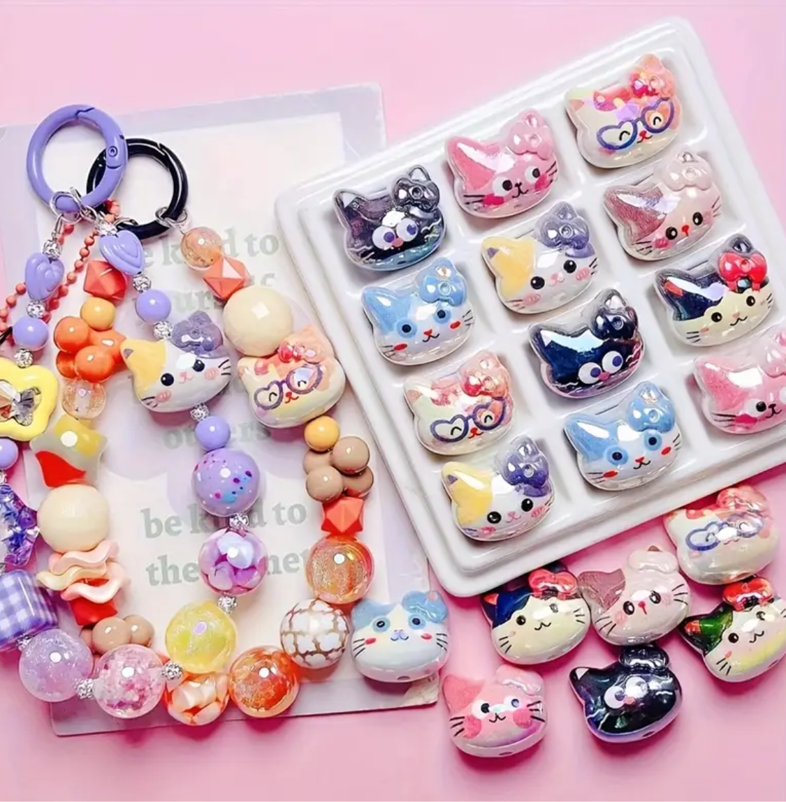 Cat Head Beads (5pcs)-V18 Secondary image