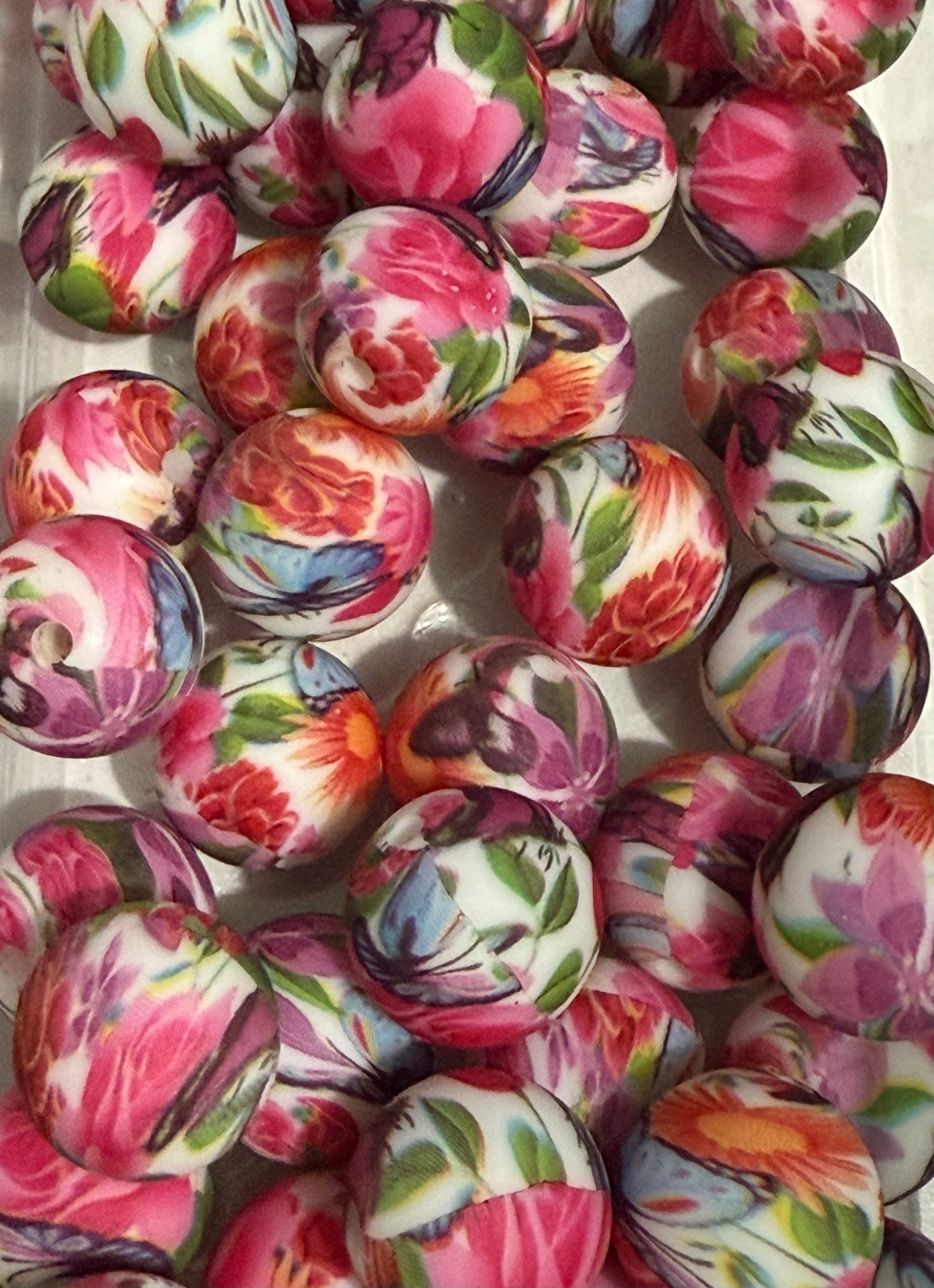 15mm Patterned Silicone Beads