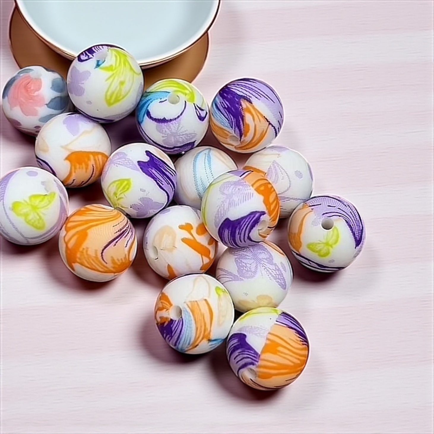 15mm Butterflies and Flowers Silicone Beads-K17 Main image