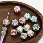 20mm  Rhinestone Heart and Silver Bow Fancy Beads (5pcs)